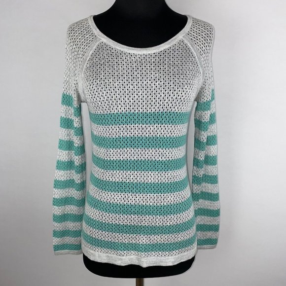 Converse S Striped Open Loose Knit Pullover Acrylic Lightweight Sweater Casual - Picture 1 of 12